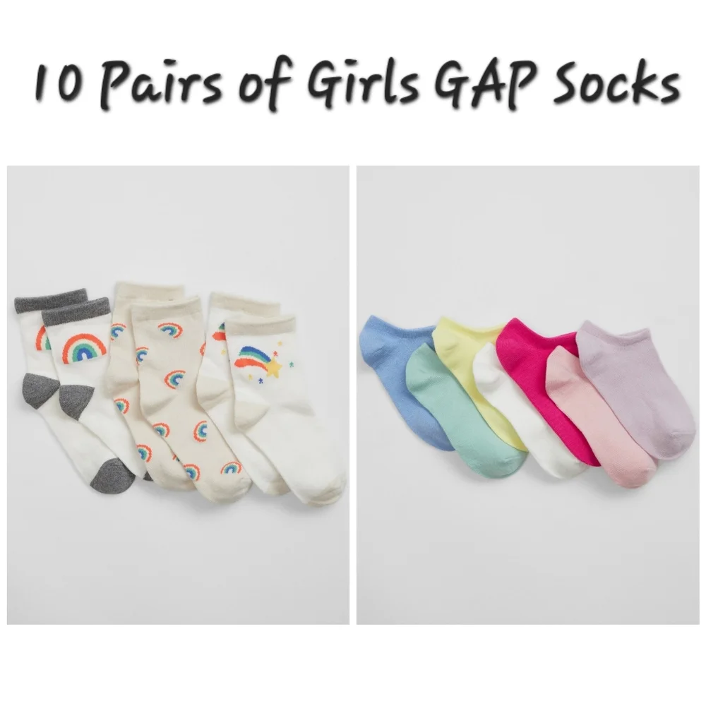 👀50% OFF - NWT‼️GAP 10 pairs of No Show & Quarter Girl's Coordinating Socks